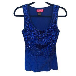 Ladies Blue Sequin Tank Top